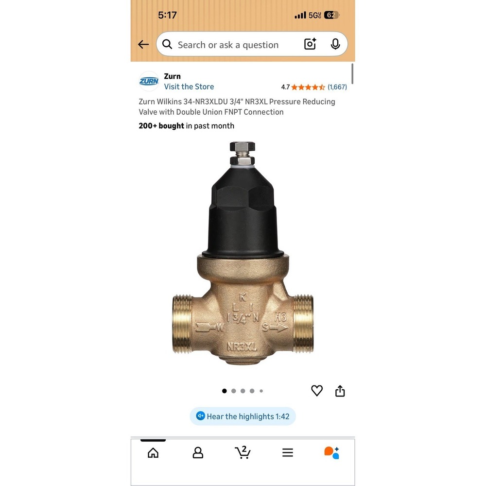 pressure reducing valve .75